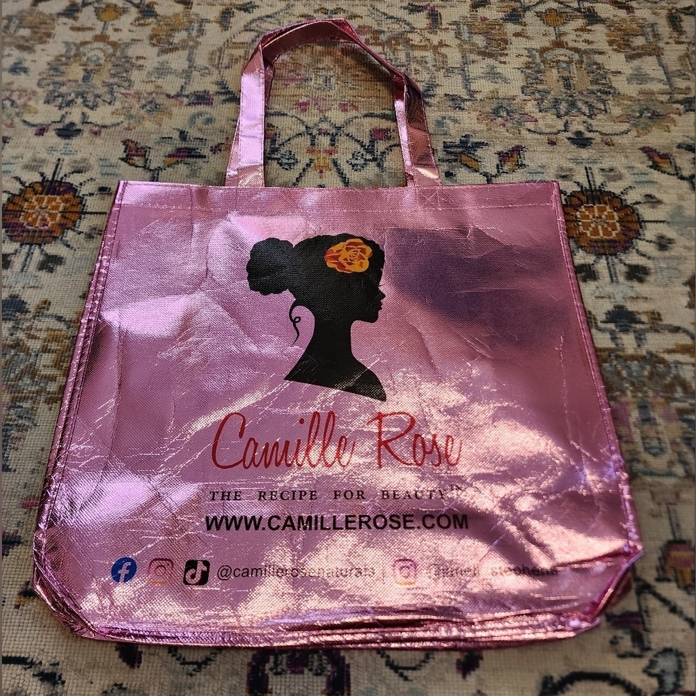 Camille Rose Pink Reusable Shopping Tote Bag Haircare Brand
